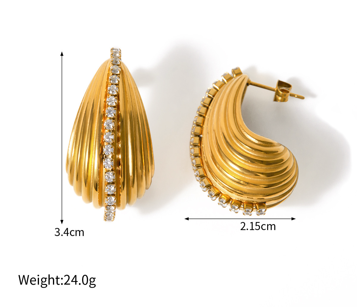 LINED TEARDROP EARRINGS