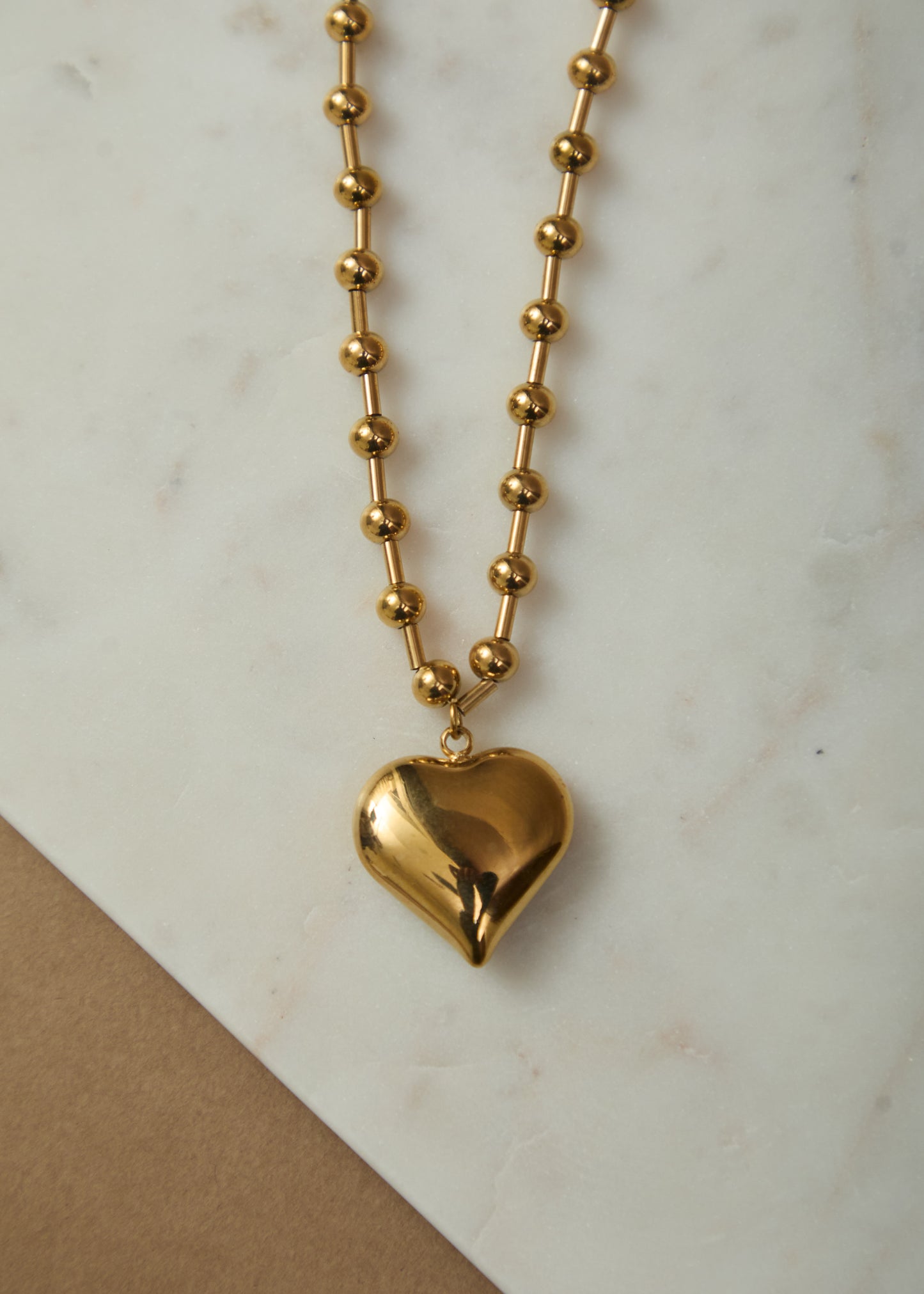ZOE HEART BEAD-CHAIN NECKLACE