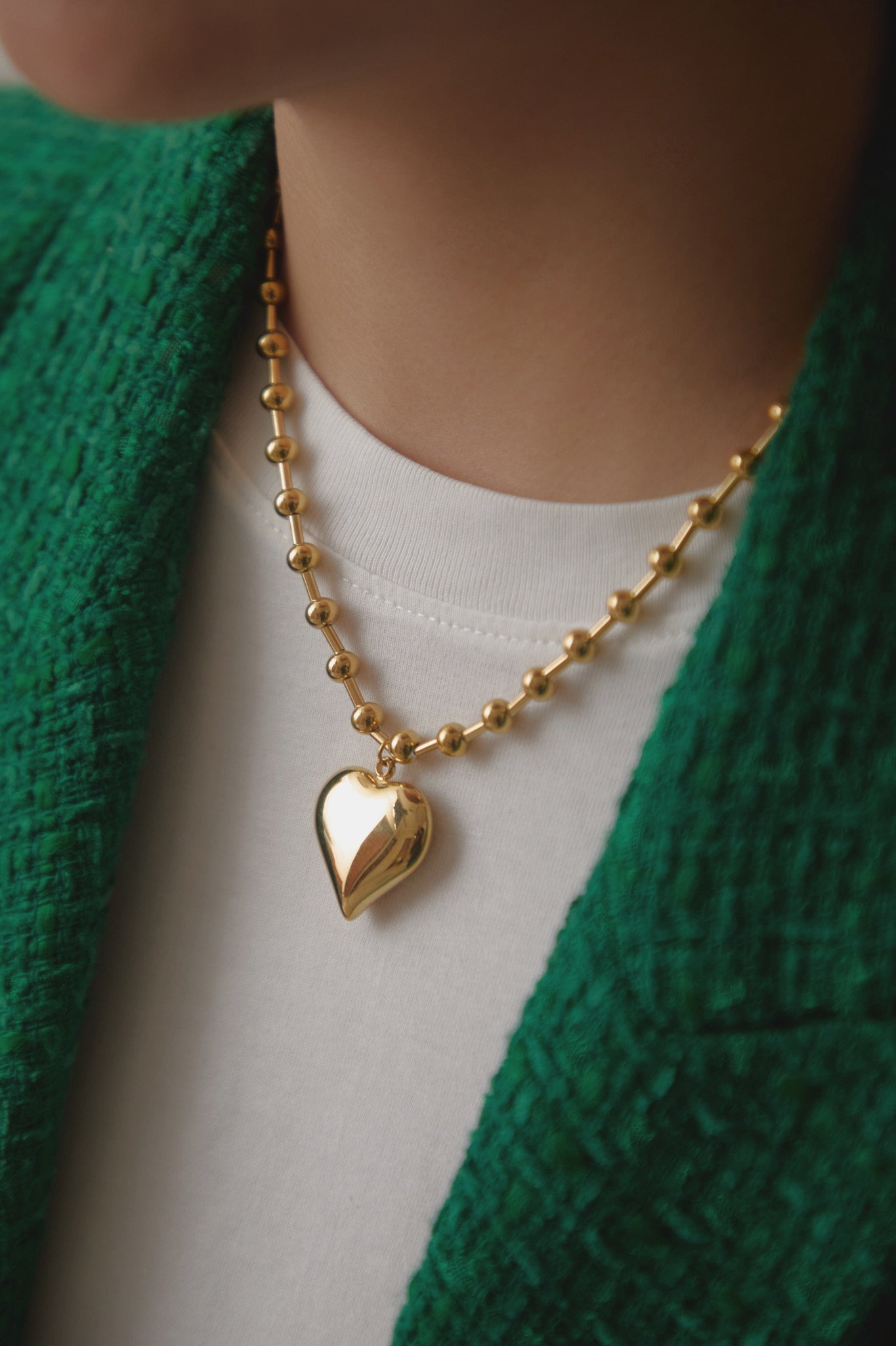 ZOE HEART BEAD-CHAIN NECKLACE